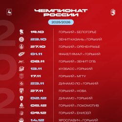 Контуры Сезона. График игр «Горького» в чемпионате страны 2025/2026