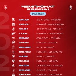 Контуры Сезона. График игр «Горького» в чемпионате страны 2025/2026